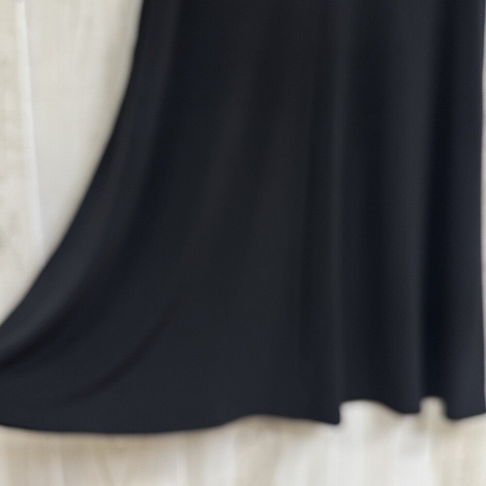 CHICOS Black Swing Dress Stretch V Neck A-Line Classic Minimalist 3/4 Sleeve 1 - Picture 11 of 13